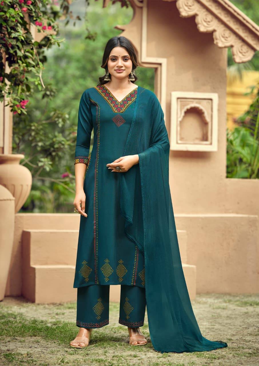 SAANVI By WOODEE 1001 To 1006 Series Designer Ethnic Wear Collection Rayon Kurtis At Wholesale Price